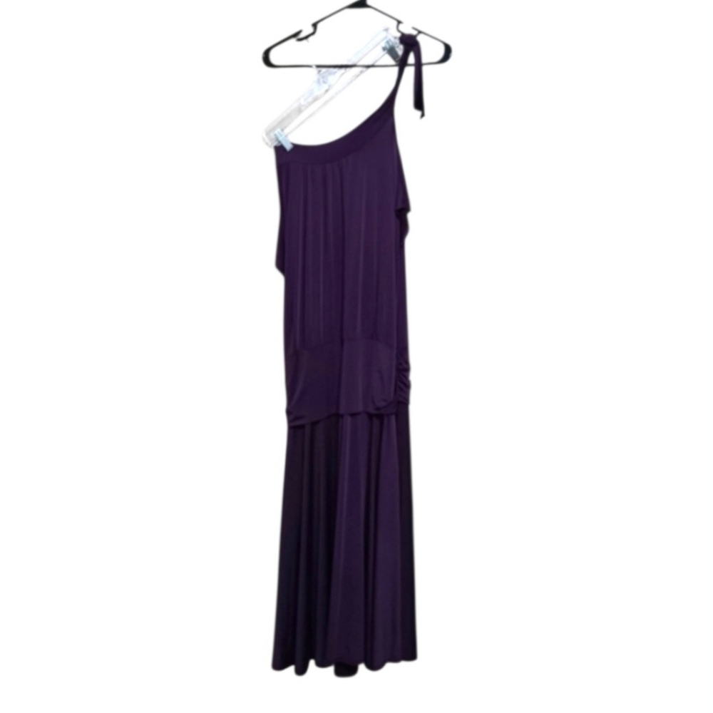 Retrolicious Purple Slinky One Shoulder Maxi Dress